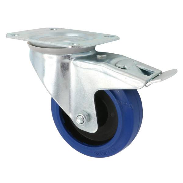 Flightcase Lenkrolle 100 mm Blue Wheel mit Feststeller 160 kg