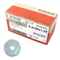 W&uuml;rth Kotfl&uuml;gelscheiben Stahl verzinkt 4,3 x 20 x 1,25 mm 100 Stk.