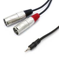 1 m Y-Audiokabel 3,5 mm Klinke stereo an 2 XLR Stecker male