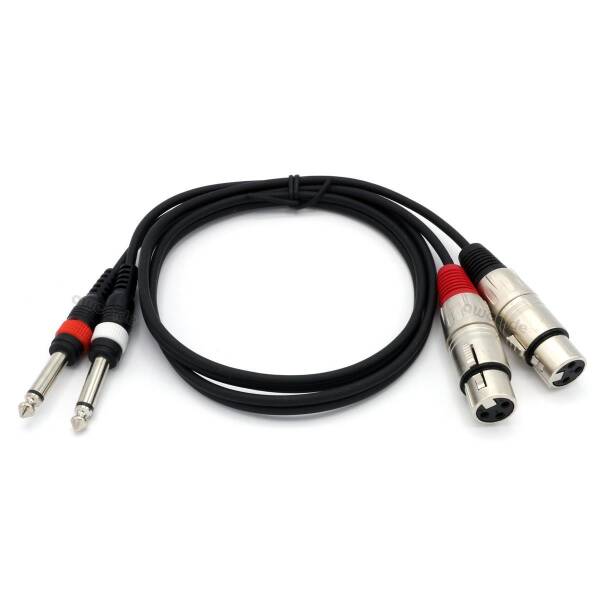 Dubbele Cinch-naar-XLR Kabel – 2x RCA Naar 2x XLR Vrouwelijk – 1,5 M – Zuurstofvrij Koper – 24K Verguld – Studio & HiFi Kwaliteit