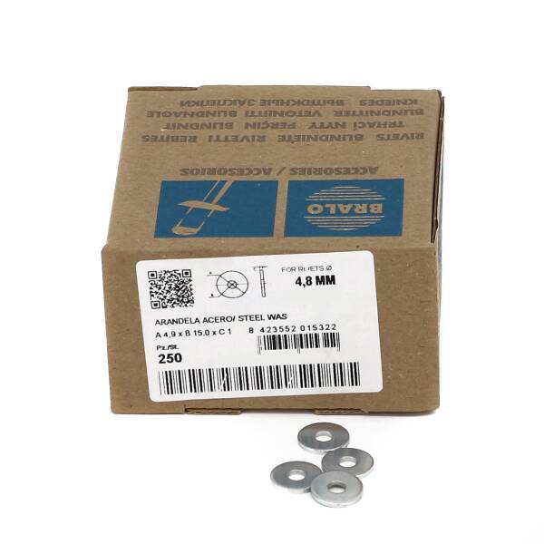 Bralo Unterlegscheibe für Blindniete mit Durchmesser 4,8 mm 250 Stk. Packung