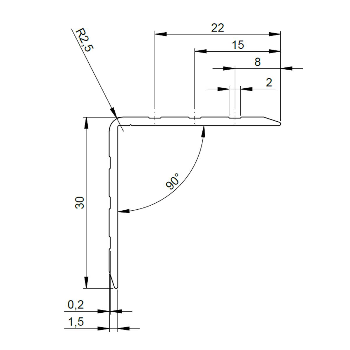 Edelstahl Winkelprofil V4A Länge 2500 mm Schenkel 20 x 20 mm Edelstahl Kantenschutz Wst.1.4404 Edelstahl Winkeleisen Eckschutzprofil