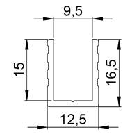 1 m Adam Hall 6240 Aluminium U-Profil Einschub 9,5 mm