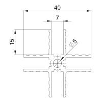 1 m Adam Hall 6207 Aluminium X-Profil f&uuml;r 7 mm Trennw&auml;nde